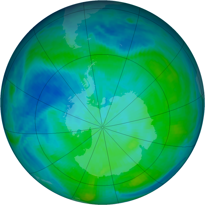 Antarctic ozone map for 21 February 1987